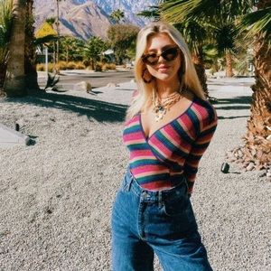 Jonathan Simkhai Stripe Cross Front Top